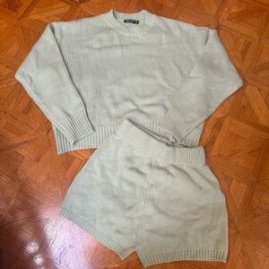 Green shorts sweater set